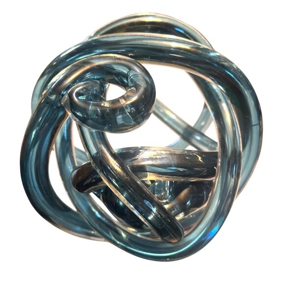 Large Blue Glass Abstract Twisted Endless Love Friendship Infinity Knot 7" - Picture 4 of 4